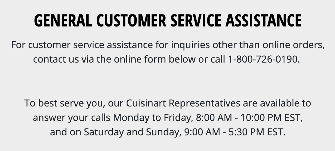 Customer assistance contact info
